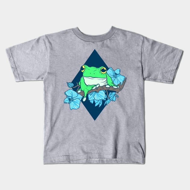 Frog&Flowers Kids T-Shirt by Spazzy Newton